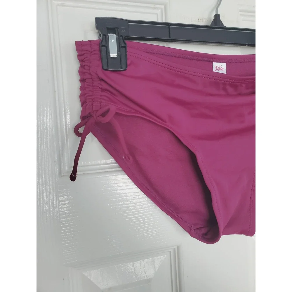 Justice Tankini Swimsuit Magenta Pink Rhinestone Ruffle Two Piece Set 18